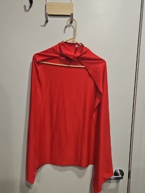 Bright Red Long Cape Top